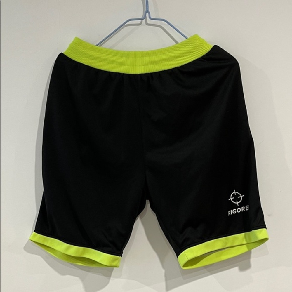 Igor Men's Black Shorts with Neon Yellow Waist and Hem